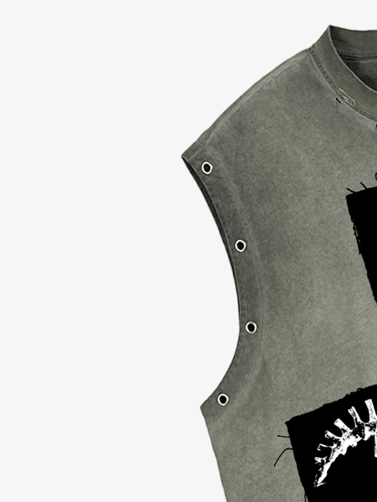 Ripped Graphic Patch Sleeveless Vest