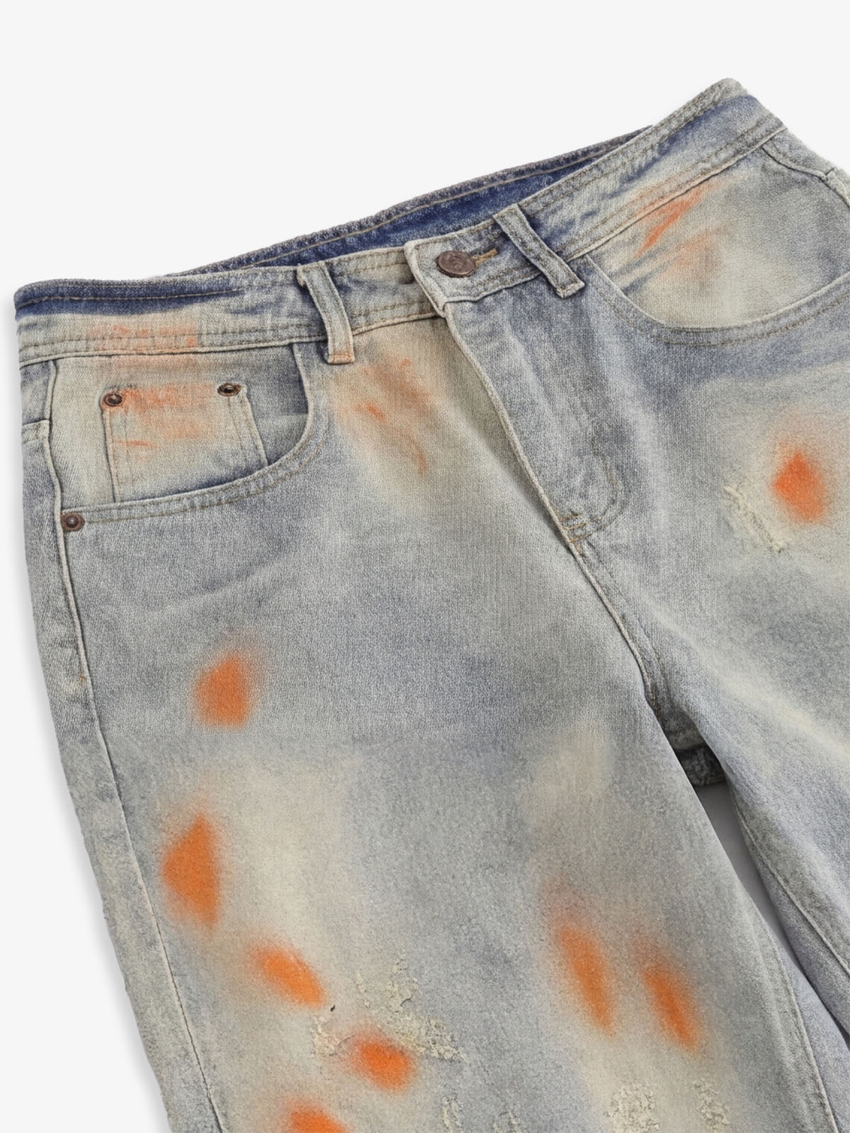 Distressed Paint Washed Wide Leg Pants