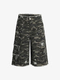 Distressed Camo Multi-Pocket Straight-Leg Jorts - 2611