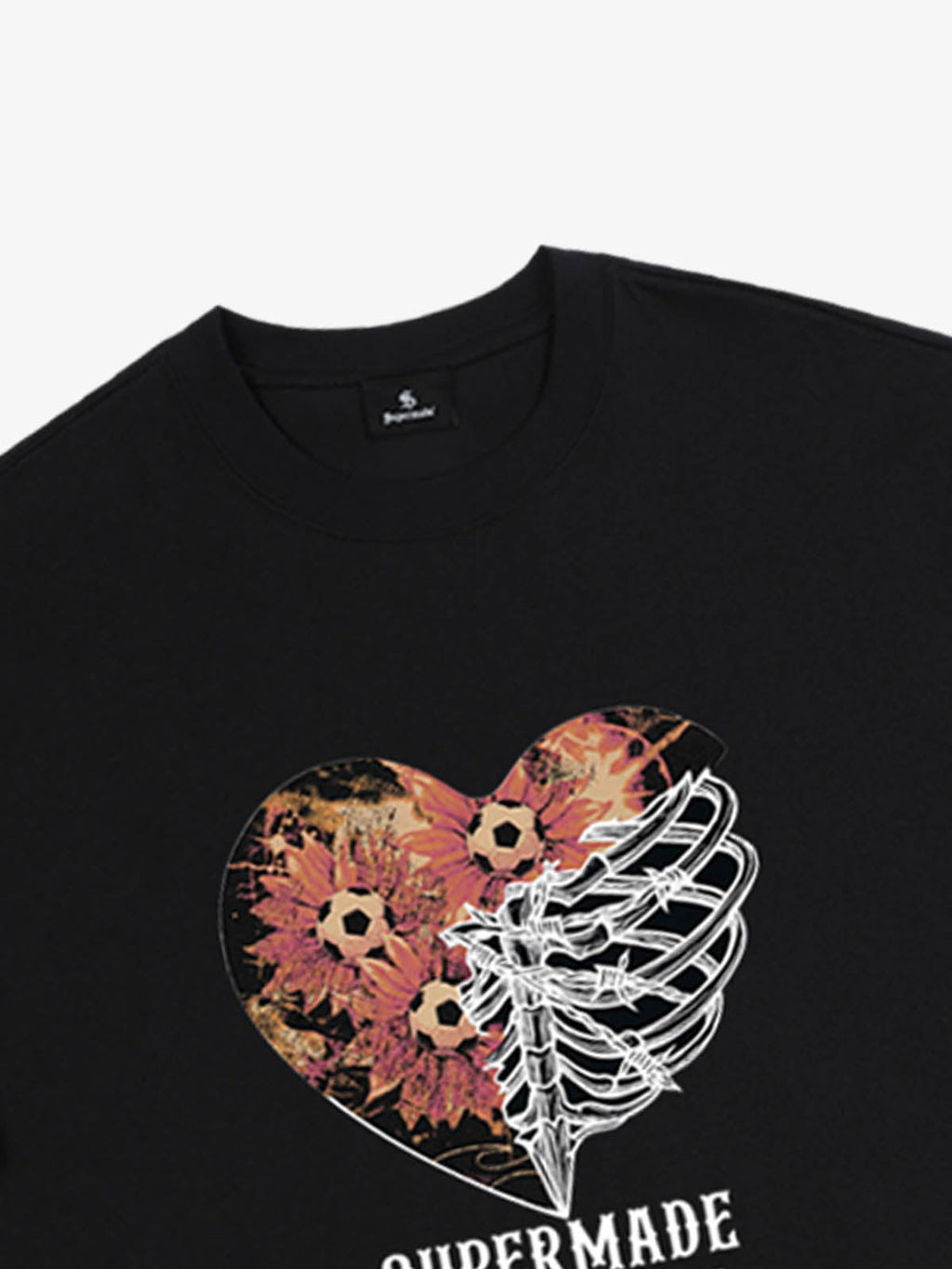 Floral Skeleton Heart Soccer Graphic T-Shirt