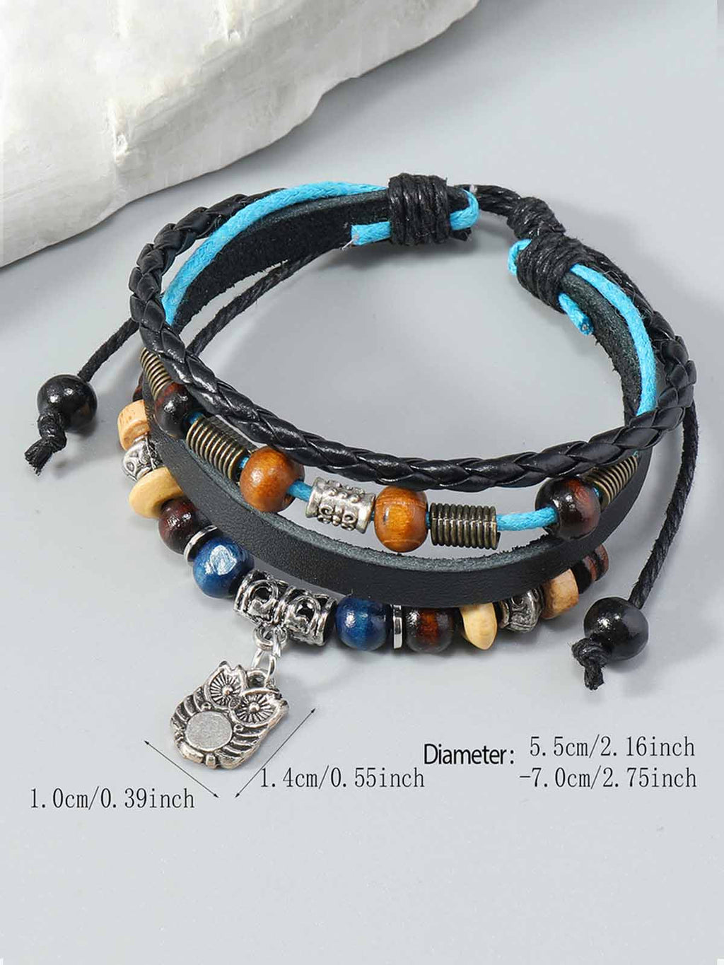 Layered Beaded Leather Bracelet