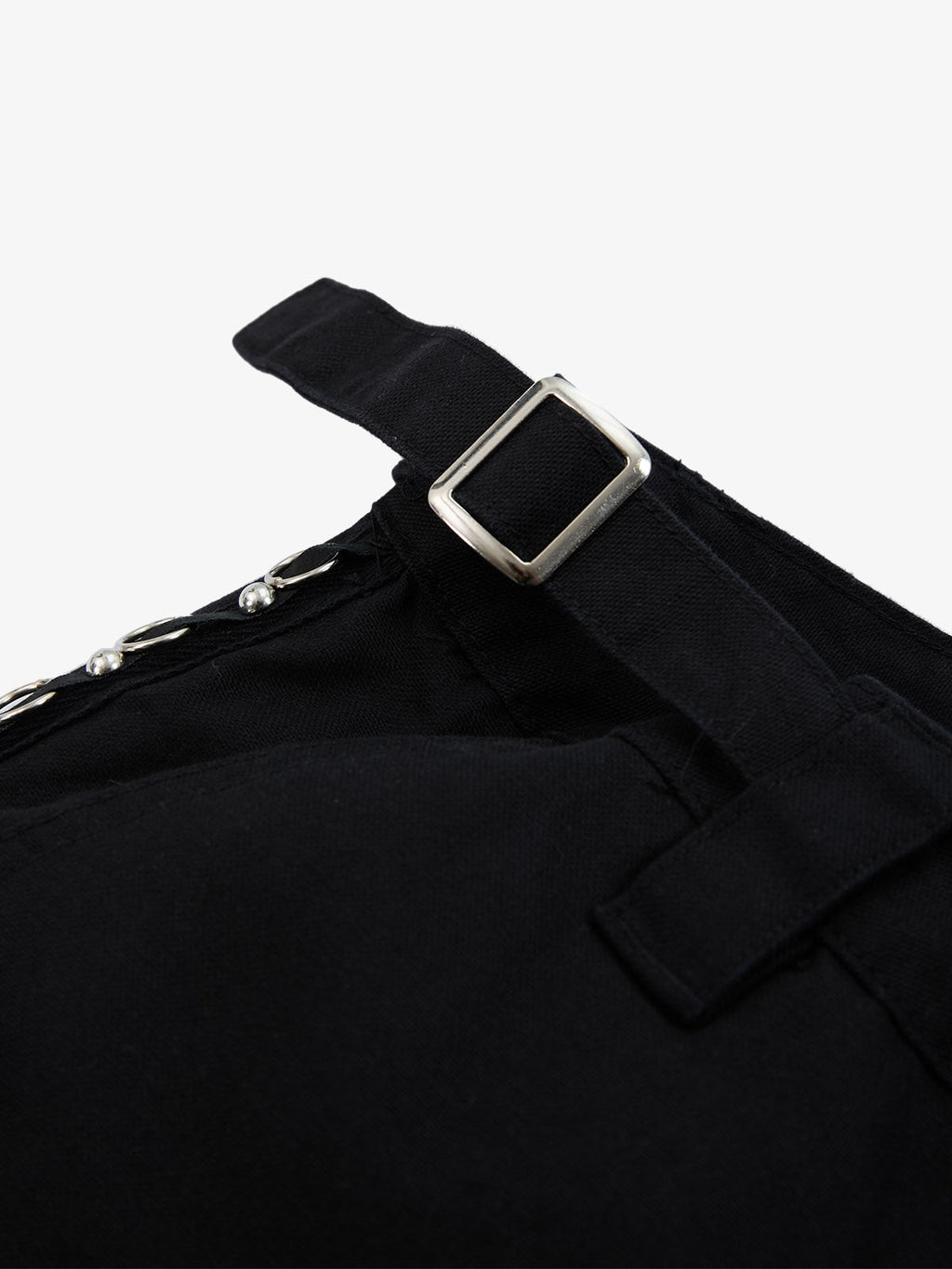 Gothic Ring Strap Multi-Pocket Wide Leg Cargo Jeans