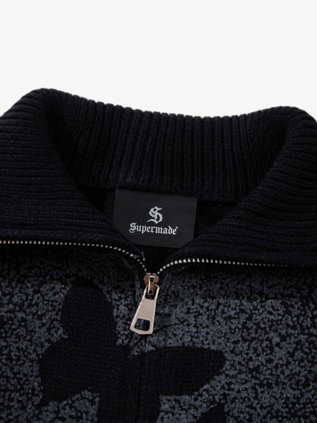 Street Dark Phantom Butterfly Stand-Collar Knit Cardigan Sweater