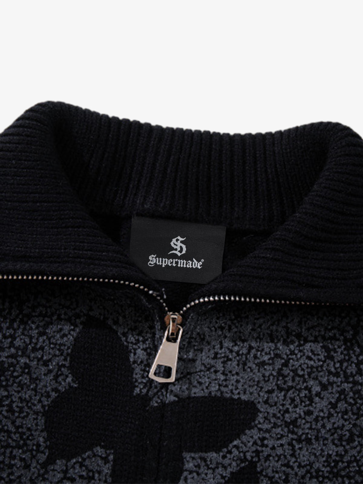Street Dark Phantom Butterfly Stand-Collar Knit Cardigan Sweater