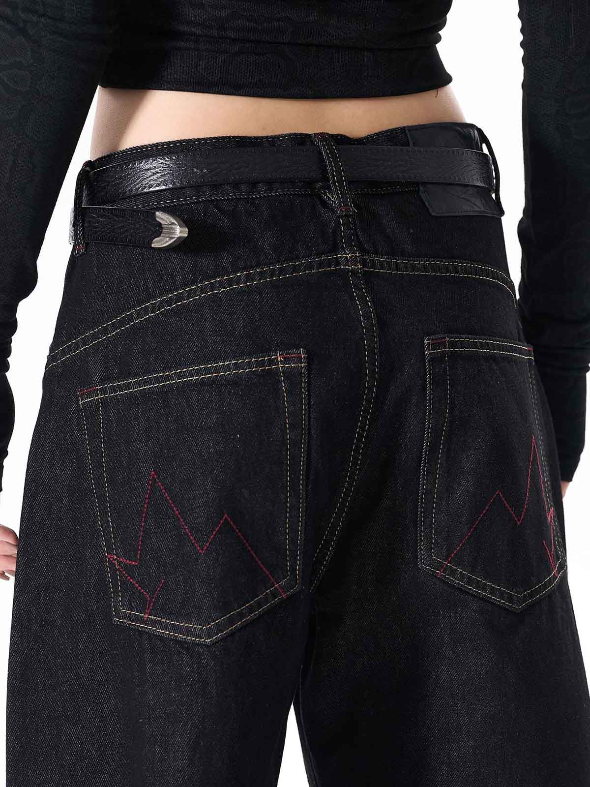 Dark Gothic Graphic Wide-Leg Jeans