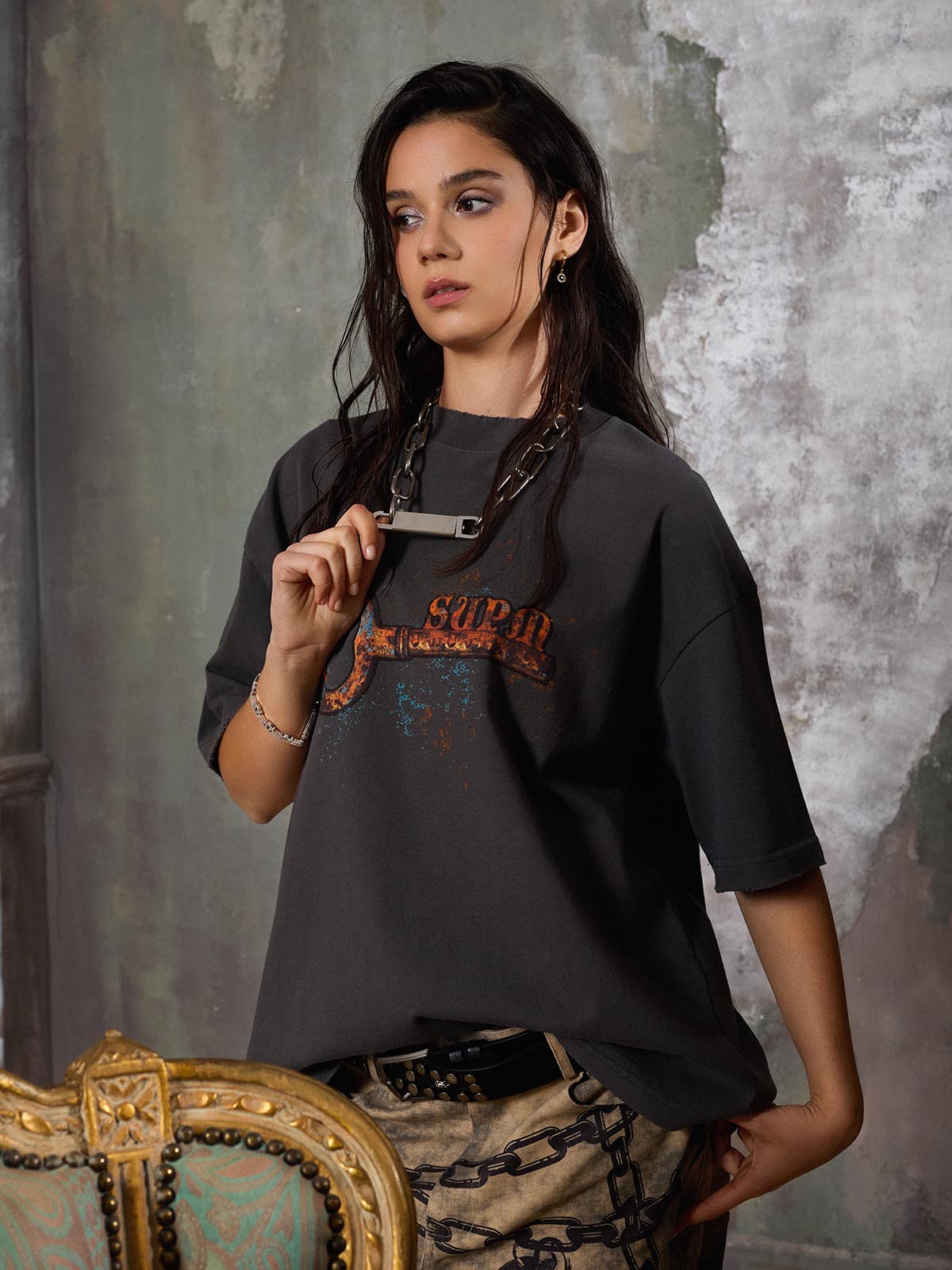precipice Rusty Metal Key Print T-Shirt