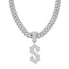 Cuban Chain Letter S Pendant Necklace