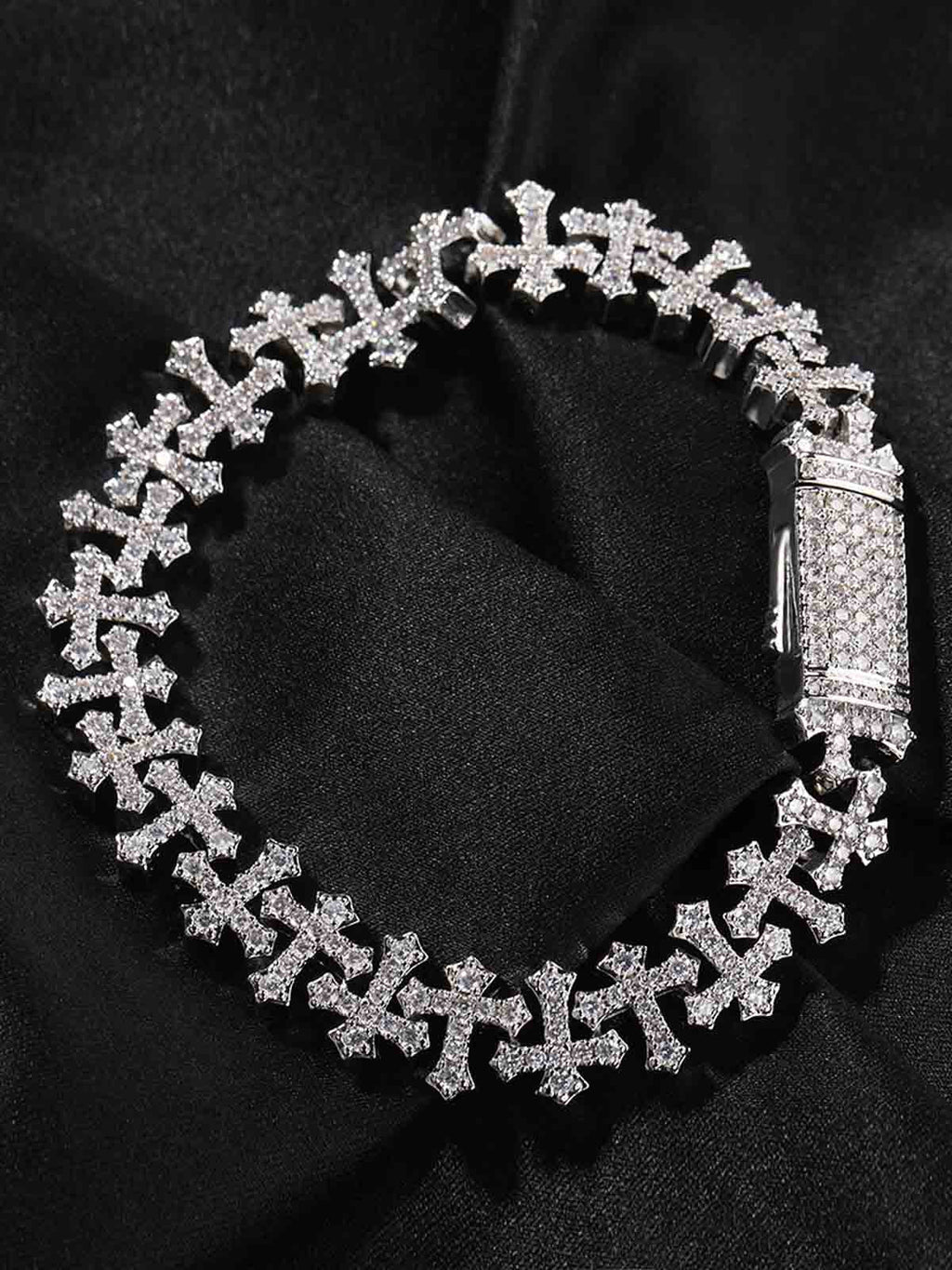 Cross Link Iced Bracelet