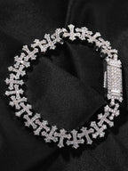 Cross Link Iced Bracelet