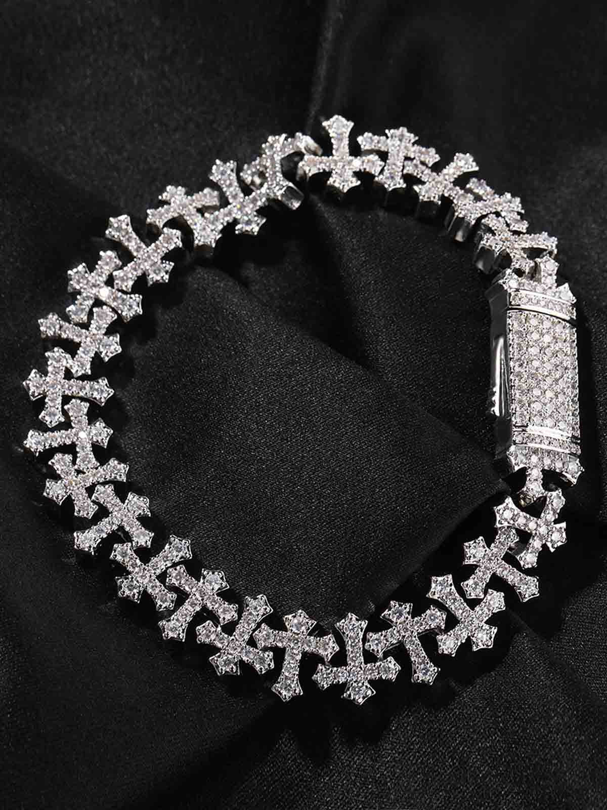 Cross Link Iced Bracelet