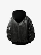 Retro Distressed Washed PU Leather Cotton Jacket