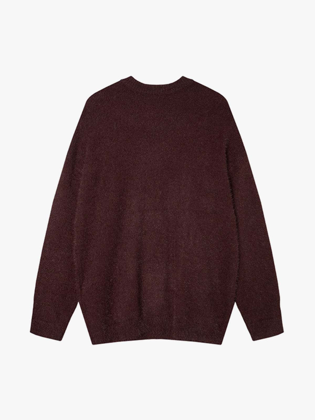 Burning Letter Jacquard Fuzzy Mohair Knit Sweater