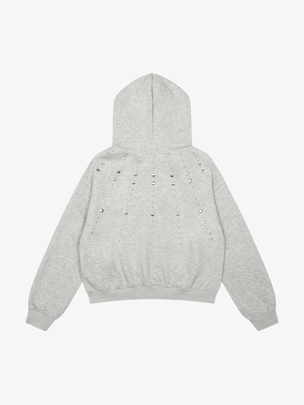 Cropped Metal Stud Zip Up Hoodie