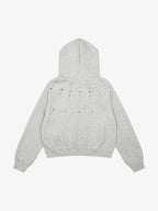 Cropped Metal Stud Zip Up Hoodie