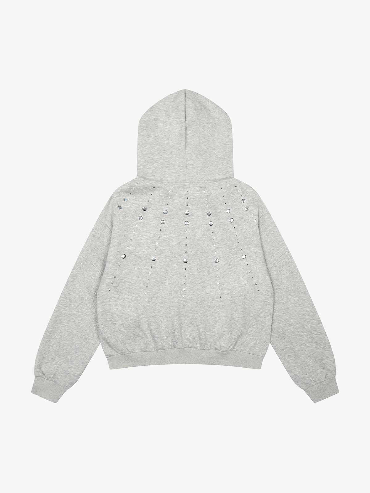 Cropped Metal Stud Zip Up Hoodie