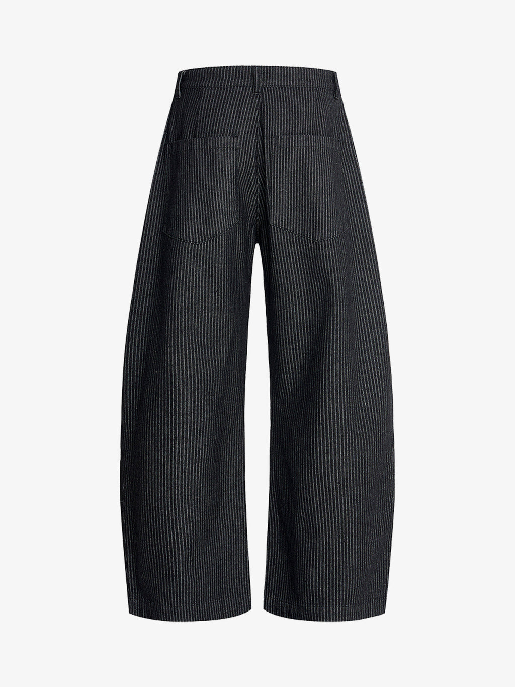 Vintage Pinstripe Pleated Wide-Leg Barrel Pants