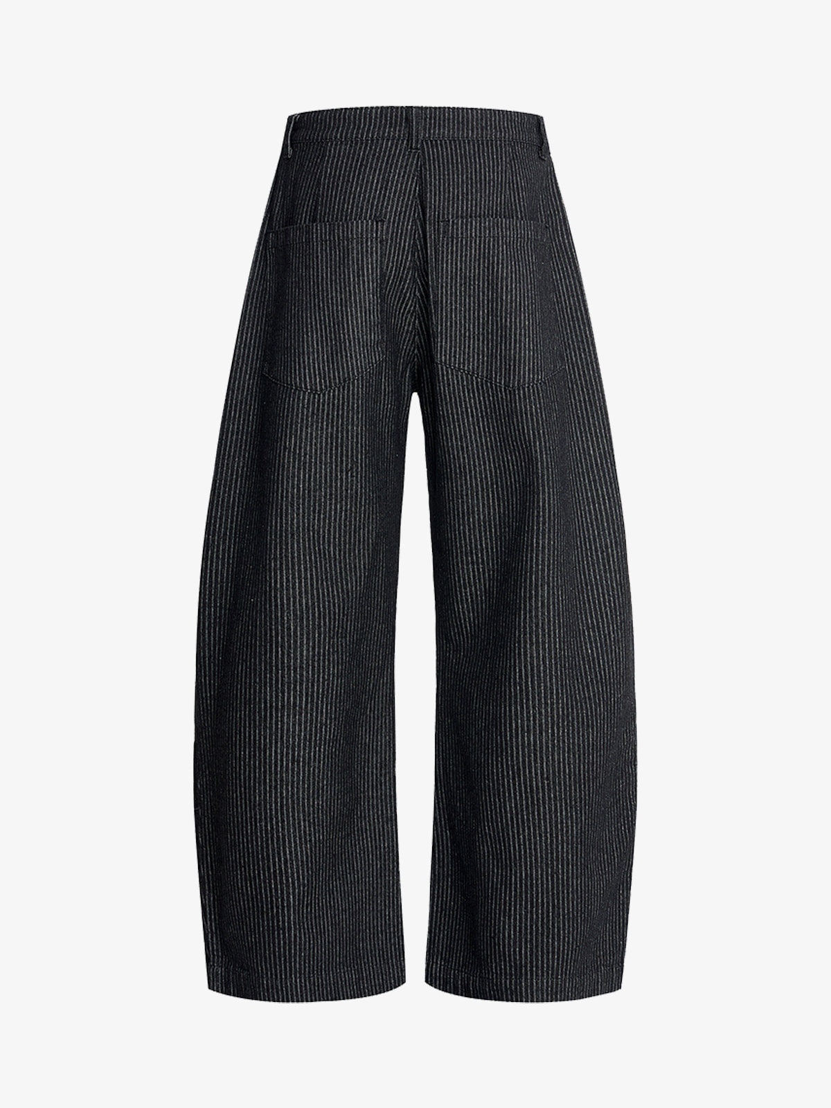 Vintage Pinstripe Pleated Wide-Leg Barrel Pants