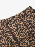 Retro Leopard Print Pleated Pocket Casual Pants