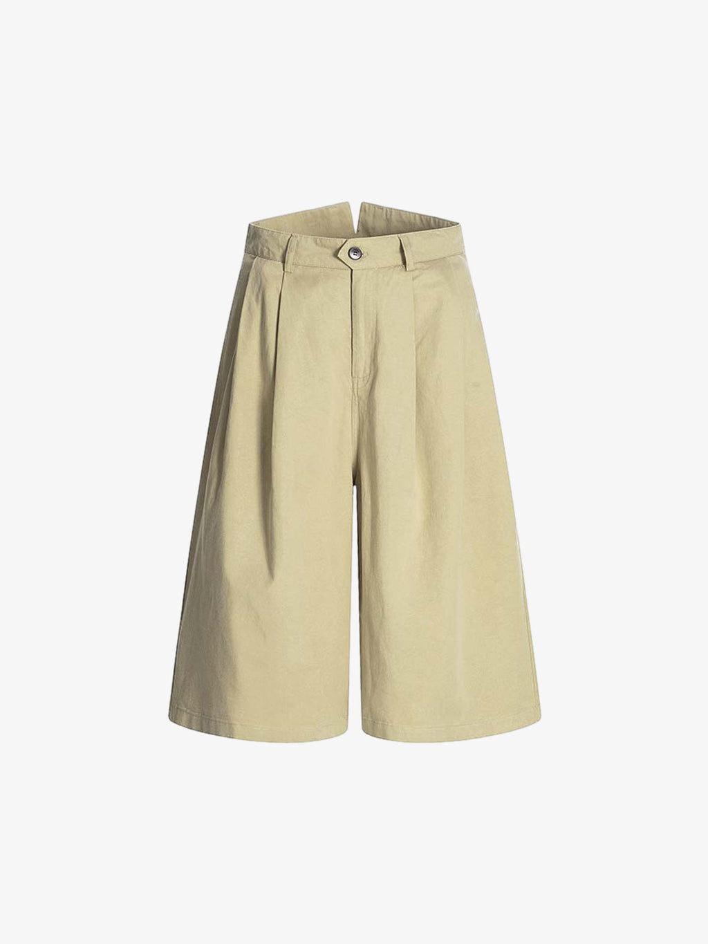 Cotton Pleated Wide Leg Jorts