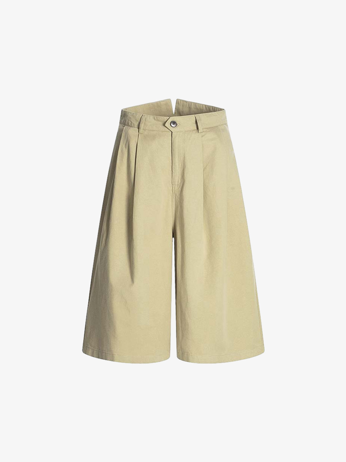 Cotton Pleated Wide Leg Jorts