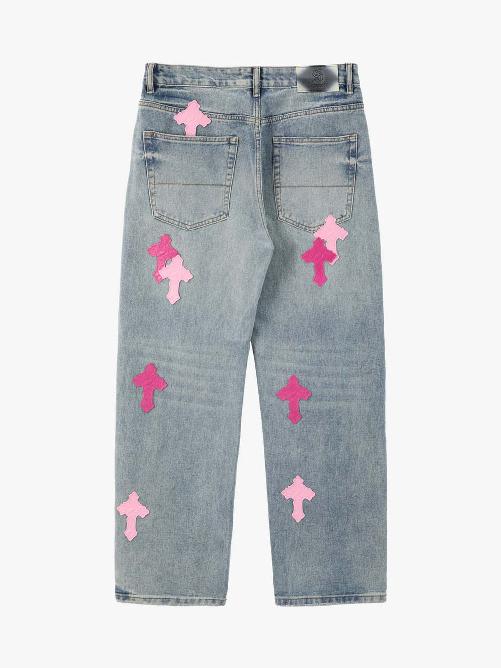 Vintage Washed Cross Patch Straight Leg Denim Jeans - 2605