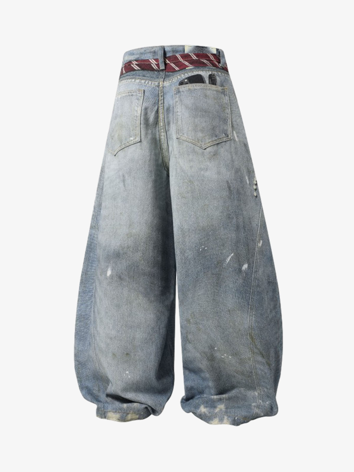 Tie Graphic Print Vintage Wash Wide Leg Denim Jeans