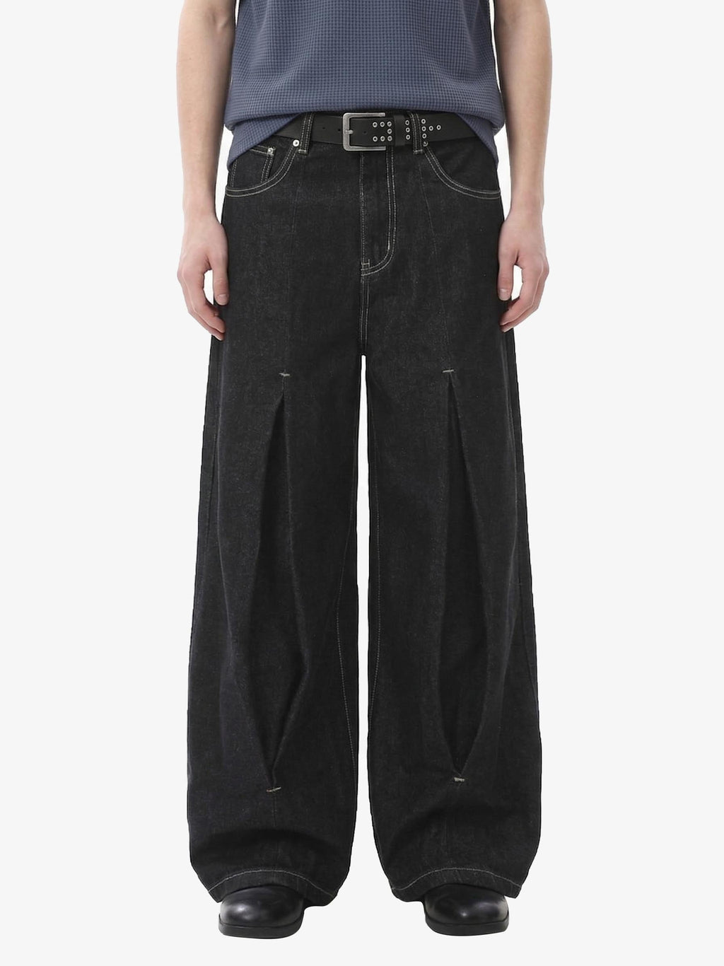 Pleated precipice Graphic Print Wide Leg Pants