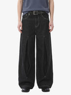 Pleated precipice Graphic Print Wide Leg Pants
