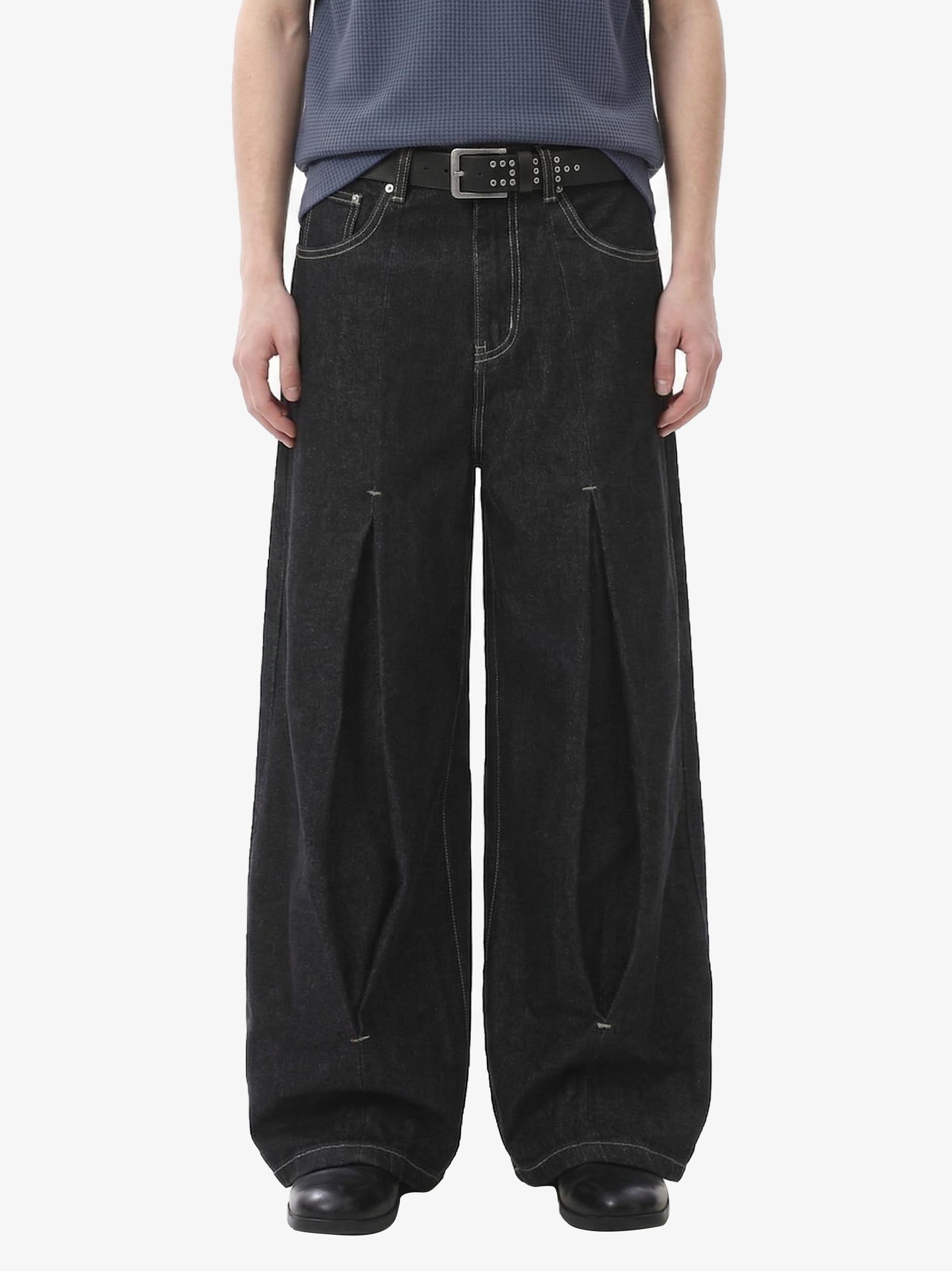 Pleated precipice Graphic Print Wide Leg Pants