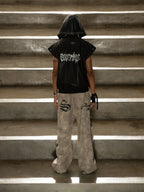 Thorn Destruction Frame Pattern Leather Vest
