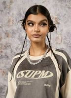Jersey Deconstructed Contrast Color Stitching Print T-shirt - 2407