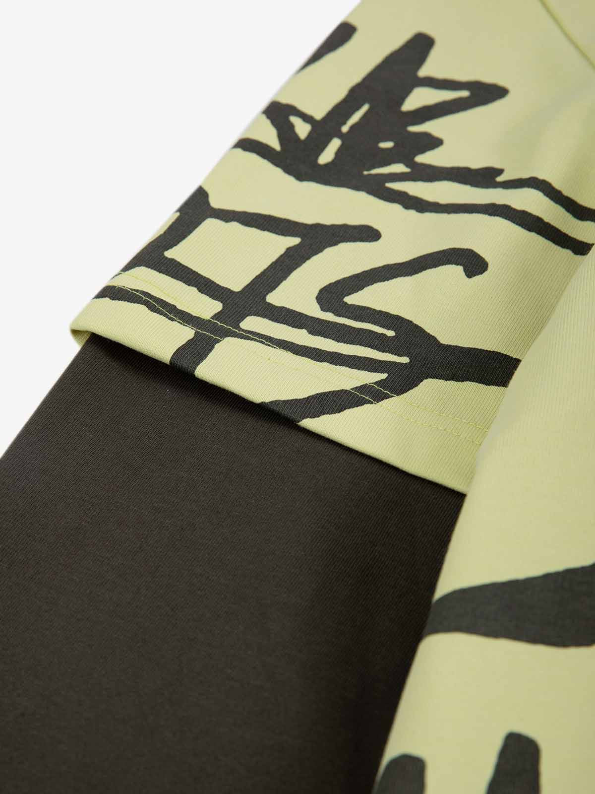 Doodle Graphic Layered Sleeve T Shirt