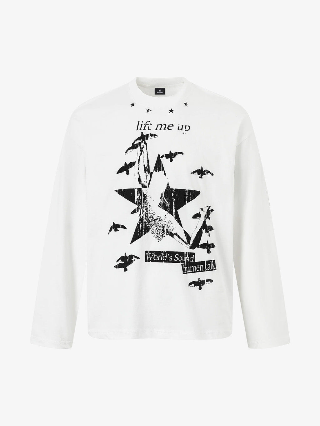 Retro Star Print Long-Sleeved T-Shirt