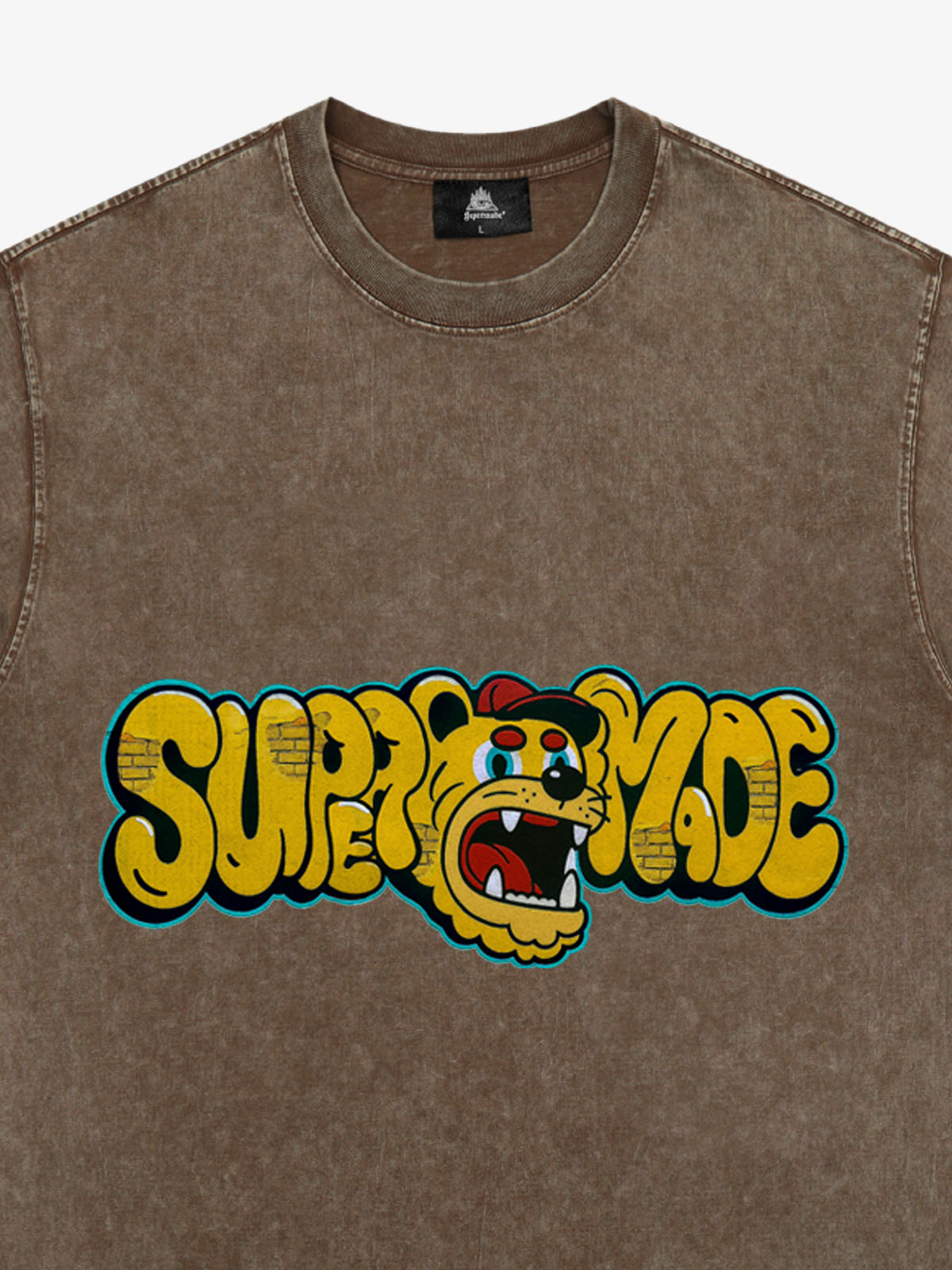 Street Graffiti Trendy Tiger Head Font T-Shirt