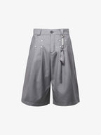 Pleated Design Pendant Decoration Baggy Shorts - 2482