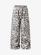 Leopard Print Pleated Drawstring Pants