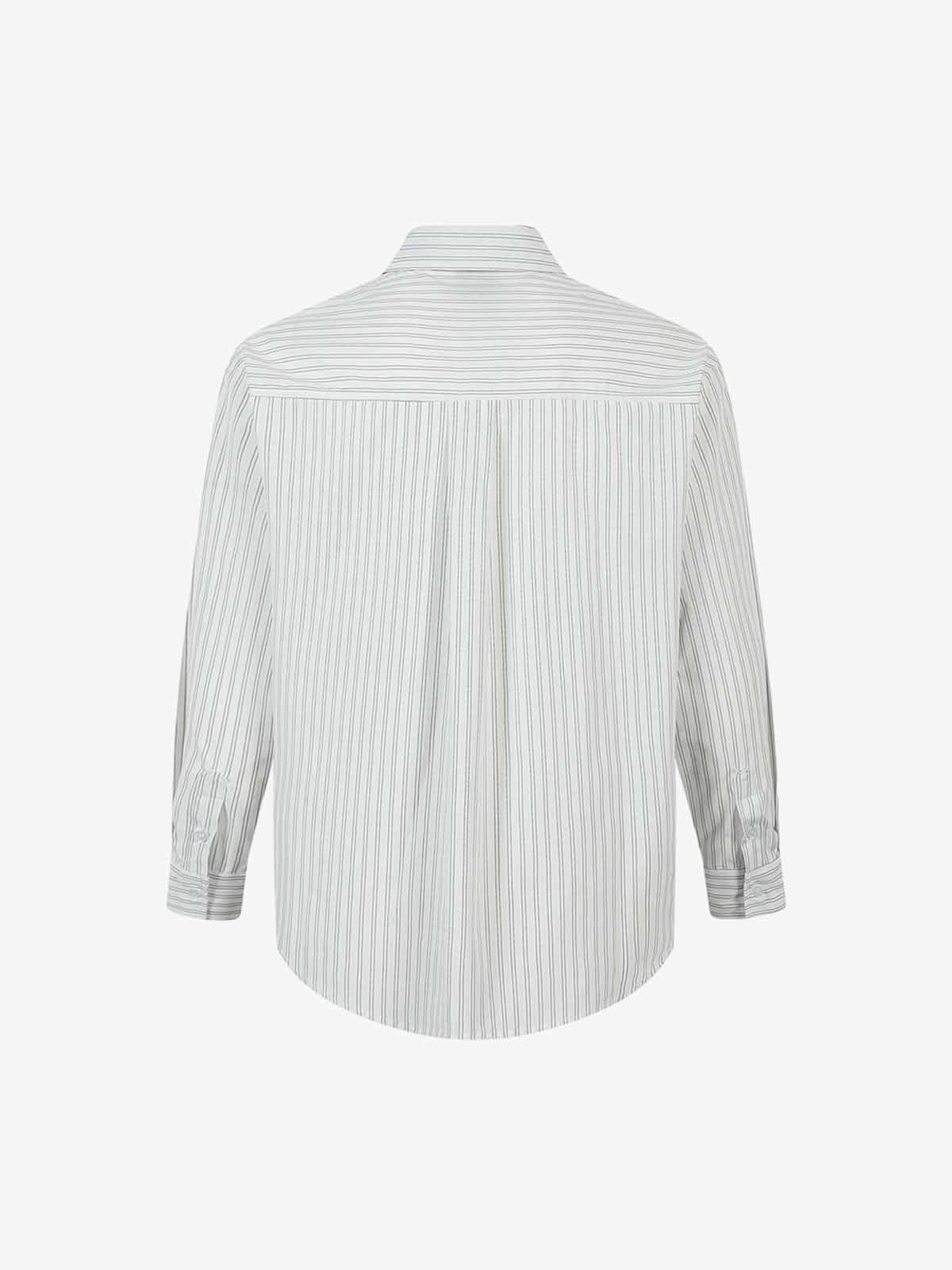 Striped Puppy Graphic Cotton Linen Shirt