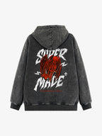 Distressed Graphic Bold Angel Wings Design Hoodie