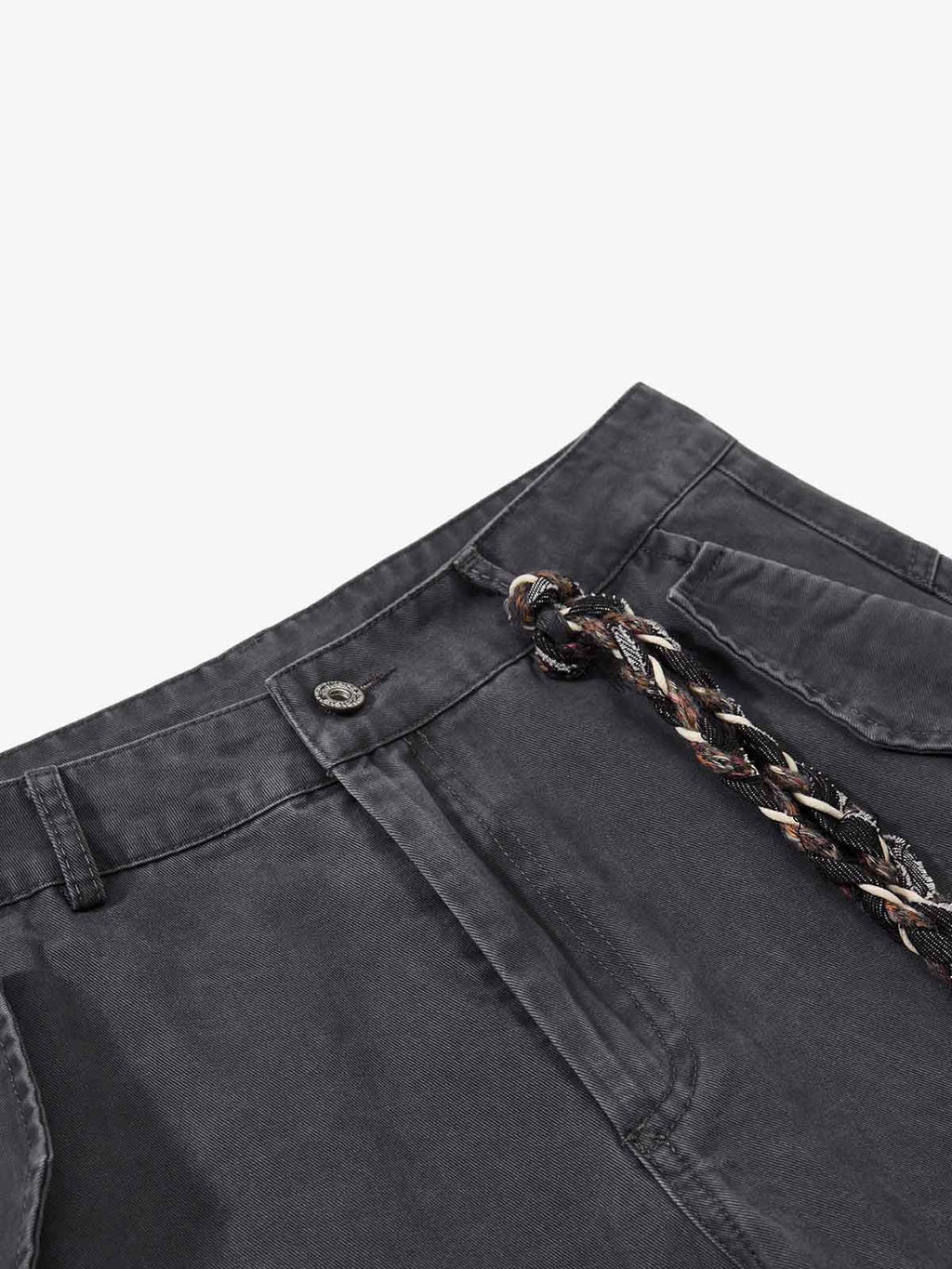 Washed Cargo Webbing Barrel Pants