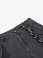 Washed Cargo Webbing Barrel Pants