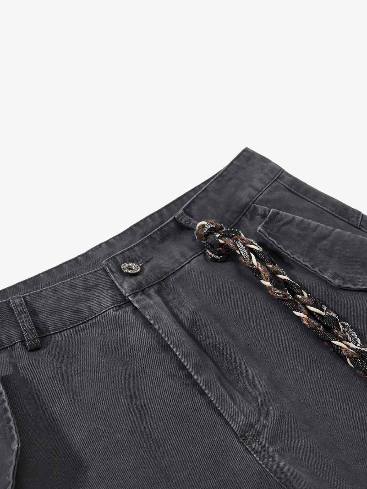 Washed Cargo Webbing Barrel Pants