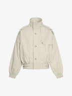 High Neck Belted Utility Cropped Jacket