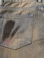 Retro Washed Brushstroke Baggy Jeans
