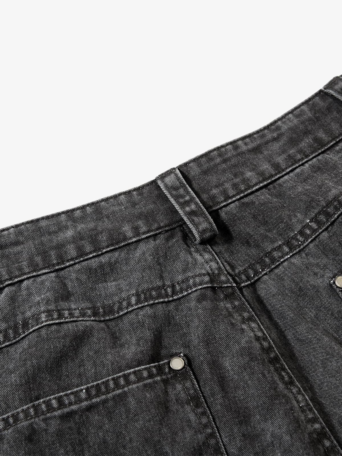 Washed Cotton Multi-Pocket Ruched Cargo Pants
