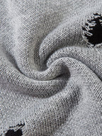 Vintage Spray-Painted Cross Hole Knit Sweater