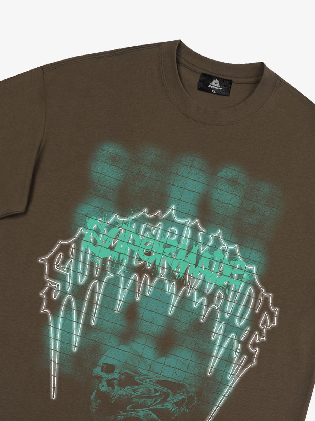 Dark Grid Skull Graphic T-Shirt