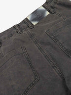 High Waist Button Fly Curved Seam Washed Jeans