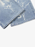 Tie-Dye Distressed Wide Leg Jeans