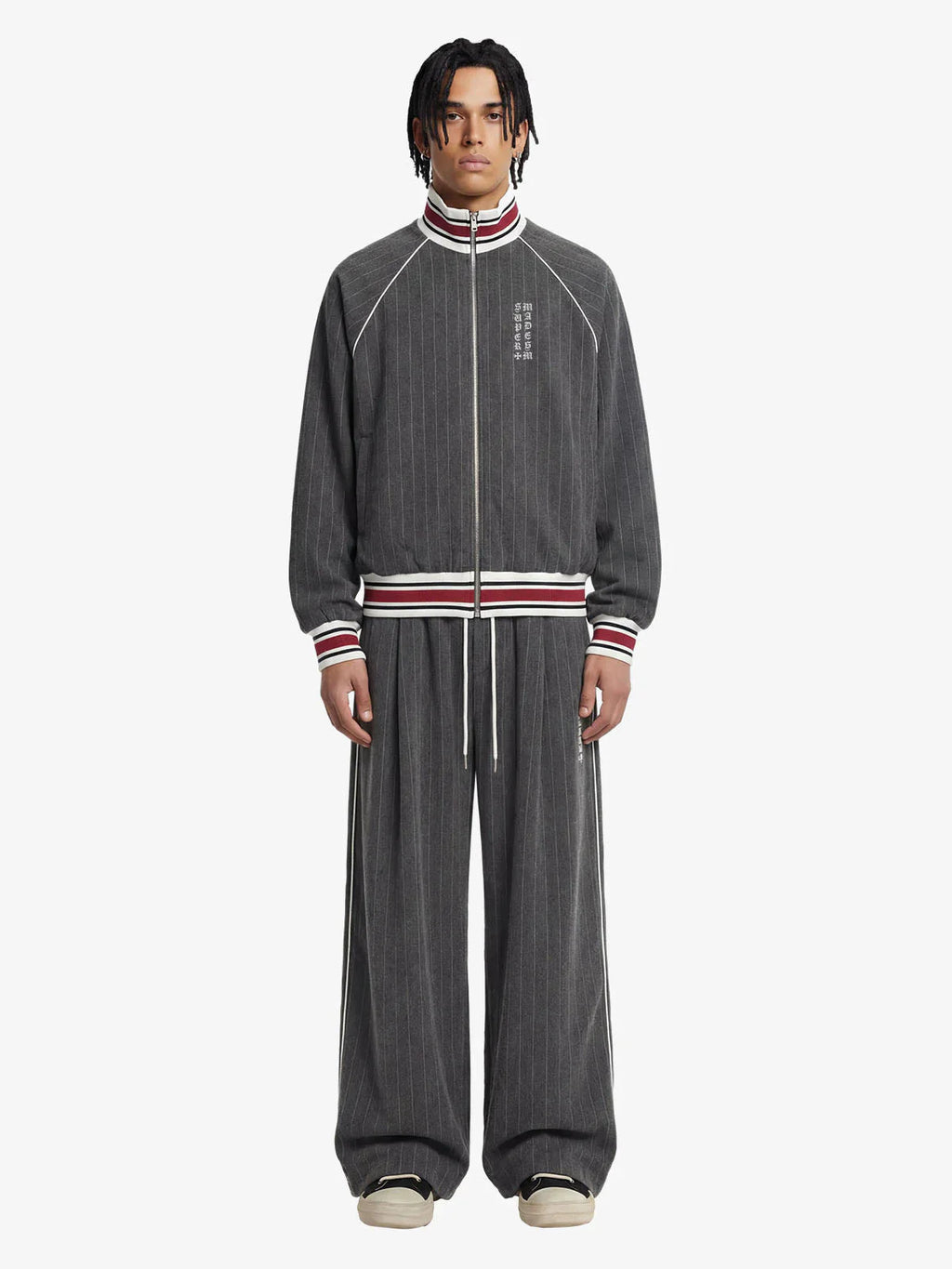 Retro Color-Blocked Striped Stand-Collar Tracksuit