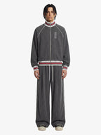 Retro Color-Blocked Striped Stand-Collar Tracksuit